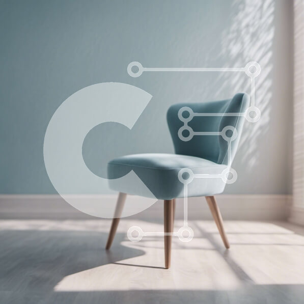 Intra Συλλεκτικό Ξύλινο Παζλ Plywood  4mm - Μπλε καρέκλα στη γωνία του άδειου δωματίου Σε Ξύλινο Κουτί - Διαστάσεις Puzzle: 10x10 cm – 25 κομμάτια