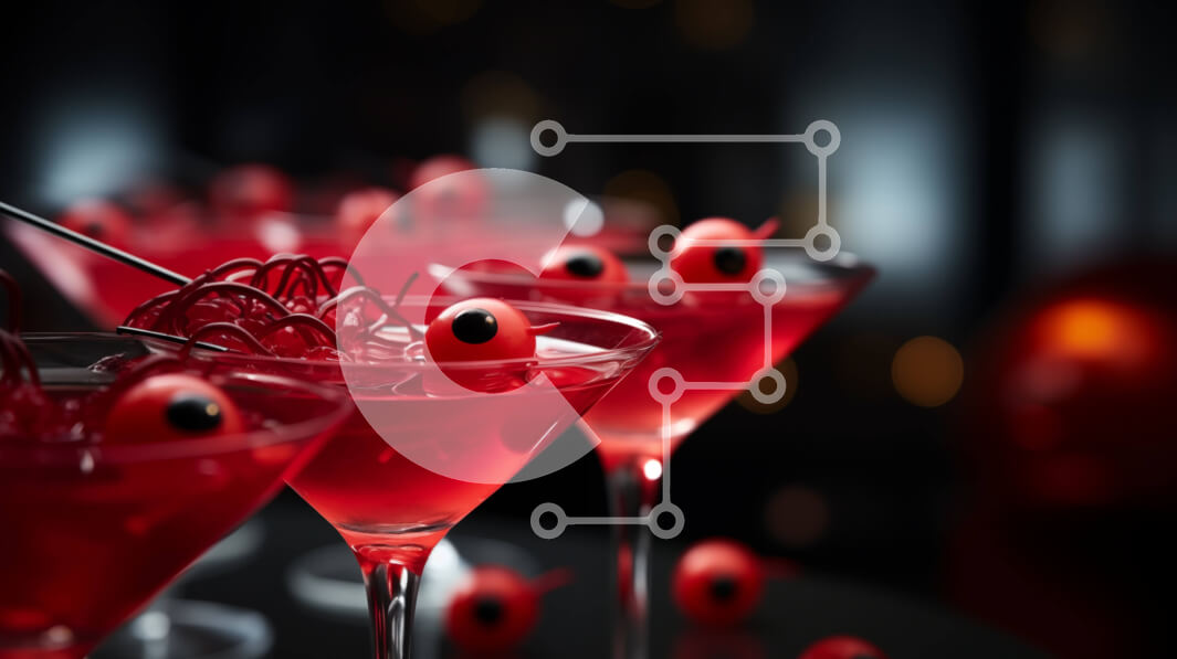 Σετ των 2 Intra Συλλεκτικό Ξύλινο Παζλ Plywood  4mm - Κόκκινα ποτήρια Martini με διακοσμητικά ματιών και καραμέλα Σε Ξύλινο Κουτί - Διαστάσεις: 10x10 cm – 25 κομμάτια