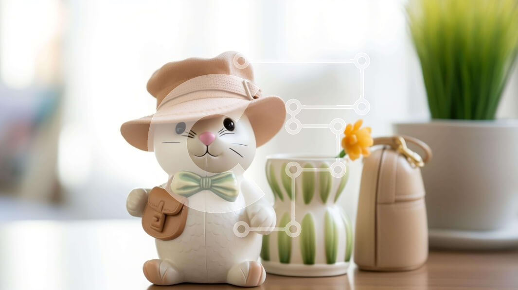 Intra Συλλεκτικό Ξύλινο Παζλ Plywood  4mm - Λευκό ειδώλιο λαγουδάκι με κίτρινο λουλούδι Σε Ξύλινο Κουτί - Διαστάσεις Puzzle: 10x10 cm – 25 κομμάτια