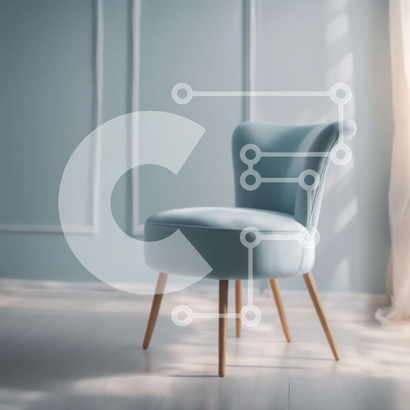 Intra Συλλεκτικό Ξύλινο Παζλ Plywood  4mm - Καρέκλα σε ανοιχτό μπλε τόνο σε παρθένο λευκό χώρο Σε Ξύλινο Κουτί - Διαστάσεις Puzzle: 10x10 cm – 25 κομμάτια