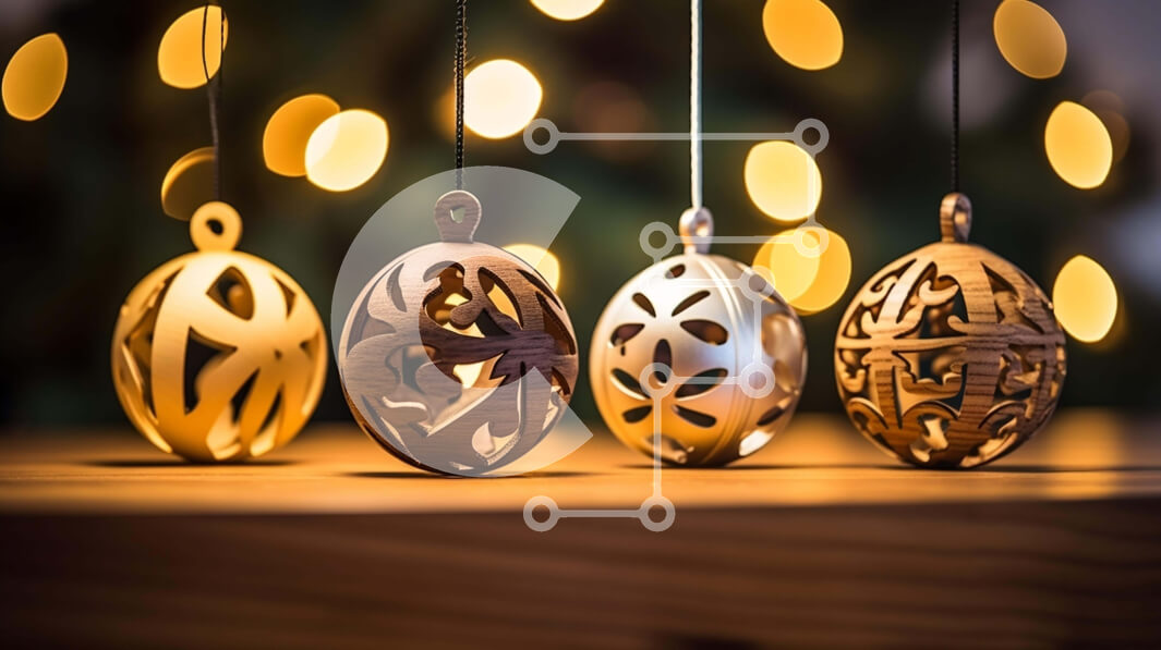 Intra Συλλεκτικό Ξύλινο Παζλ Plywood  4mm - Γιορτινά στολίδια που κρέμονται σε φωτισμένο φόντο Σε Ξύλινο Κουτί - Διαστάσεις: 10x10 cm – 25 κομμάτια