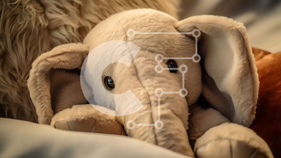 Σετ των 2 Intra Συλλεκτικό Ξύλινο Παζλ Plywood  4mm - Χαριτωμένος ελέφαντας ύπνου σε μαξιλάρια και κουβέρτες Σε Ξύλινο Κουτί - Διαστάσεις: 10x10 cm – 25 κομμάτια