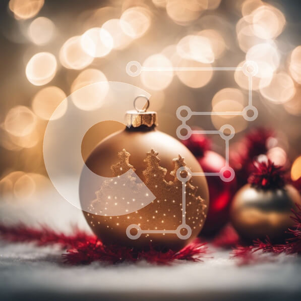 Intra Συλλεκτικό Ξύλινο Παζλ Plywood  4mm - Γιορτινό χρυσό στολίδι με κόκκινα και χρυσά μπιχλιμπίδια Σε Ξύλινο Κουτί - Διαστάσεις: 10x10 cm – 25 κομμάτια