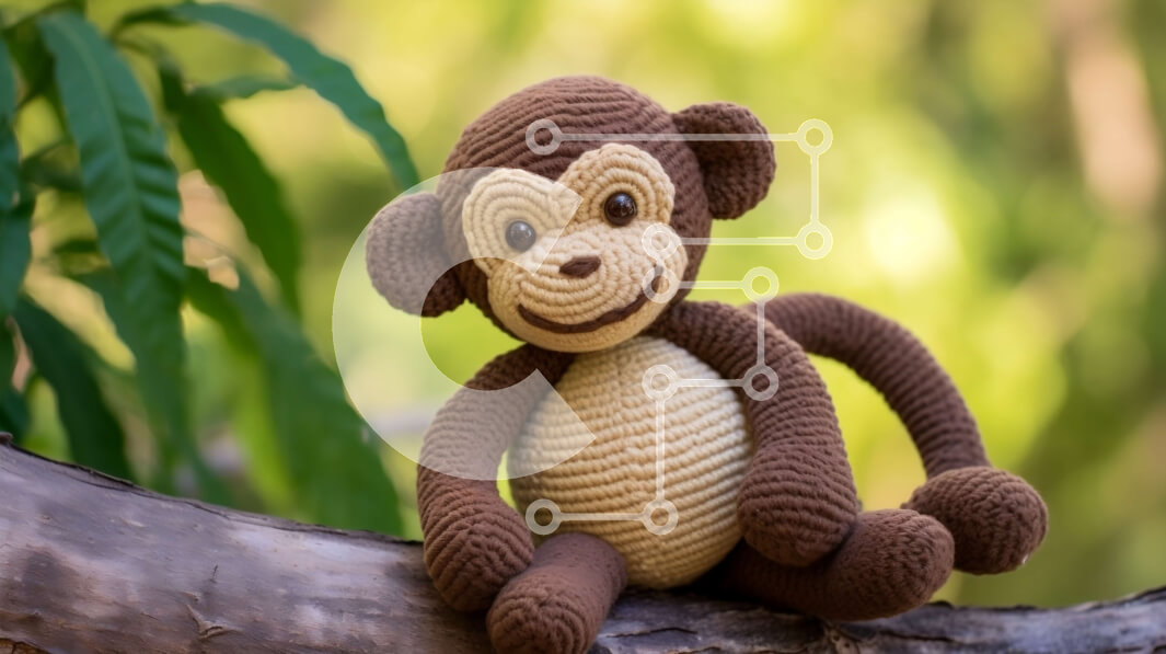 Intra Συλλεκτικό Ξύλινο Παζλ Plywood  4mm - Κροσέ μαϊμού σε κλαδί βελανιδιάς Σε Ξύλινο Κουτί - Διαστάσεις: 10x10 cm – 25 κομμάτια