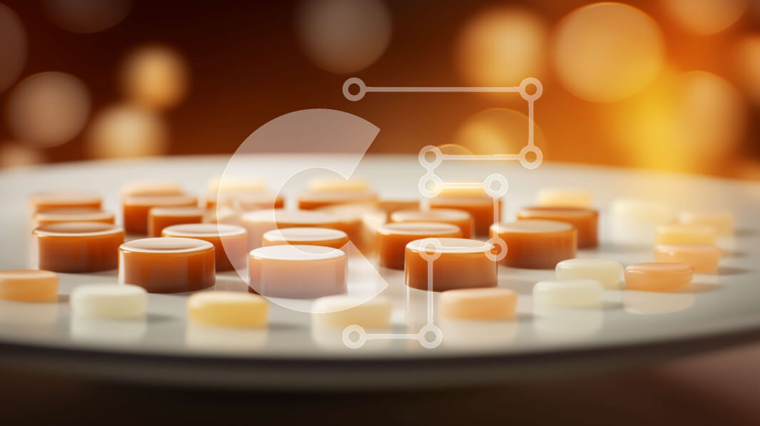 Σετ των 2 Intra Συλλεκτικό Ξύλινο Παζλ Plywood  4mm - Μπαστούνια καραμελών σε σχήμα καρδιάς σε λευκό πιάτο Σε Ξύλινο Κουτί - Διαστάσεις: 10x10 cm – 25 κομμάτια