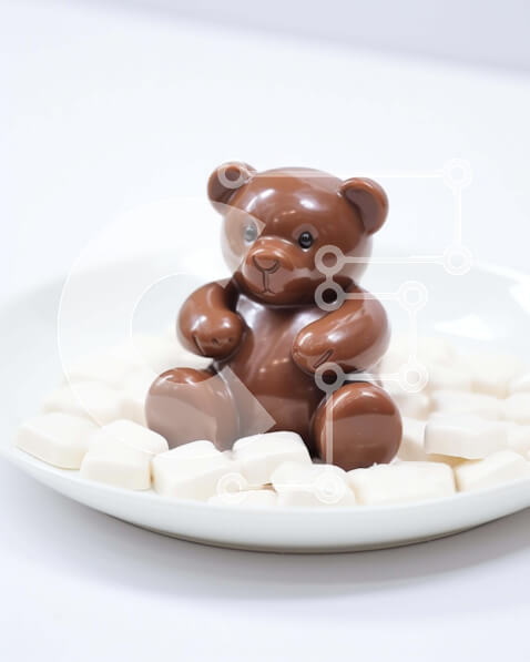 Σετ των 2 Intra Συλλεκτικό Ξύλινο Παζλ Plywood  4mm - Επιτραπέζια διακόσμηση σοκολάτας αρκουδάκι και marshmallows Σε Ξύλινο Κουτί - Διαστάσεις: 10x10 cm – 25 κομμάτια