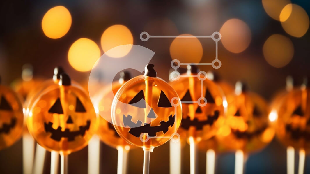 Intra Συλλεκτικό Ξύλινο Παζλ Plywood  4mm - Γλειφιτζούρια κολοκύθας αποκριών σε πορτοκαλί φόντο Σε Ξύλινο Κουτί - Διαστάσεις Puzzle: 10x10 cm – 25 κομμάτια