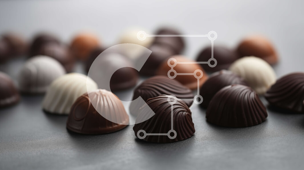 Σετ των 2 Intra Συλλεκτικό Ξύλινο Παζλ Plywood  4mm - Διάφορα ζαχαρωτά σοκολάτας σε γκρι επιτραπέζιο τραπέζι Σε Ξύλινο Κουτί - Διαστάσεις: 10x10 cm – 25 κομμάτια