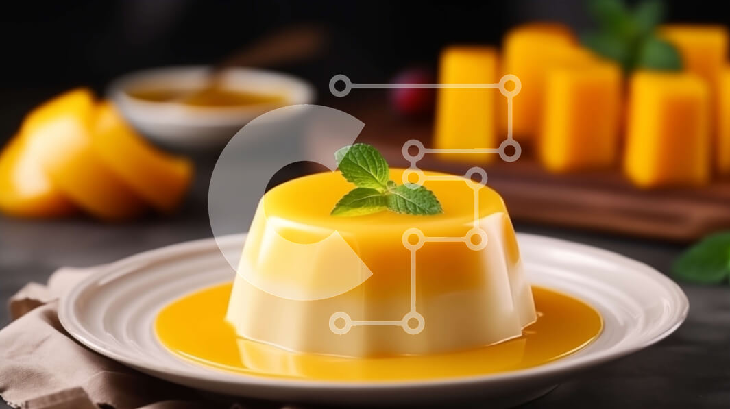 Σετ των 2 Intra Συλλεκτικό Ξύλινο Παζλ Plywood  4mm - Πουτίγκα μάνγκο με γαρνιτούρα φρέσκων φρούτων Σε Ξύλινο Κουτί - Διαστάσεις: 10x10 cm – 25 κομμάτια