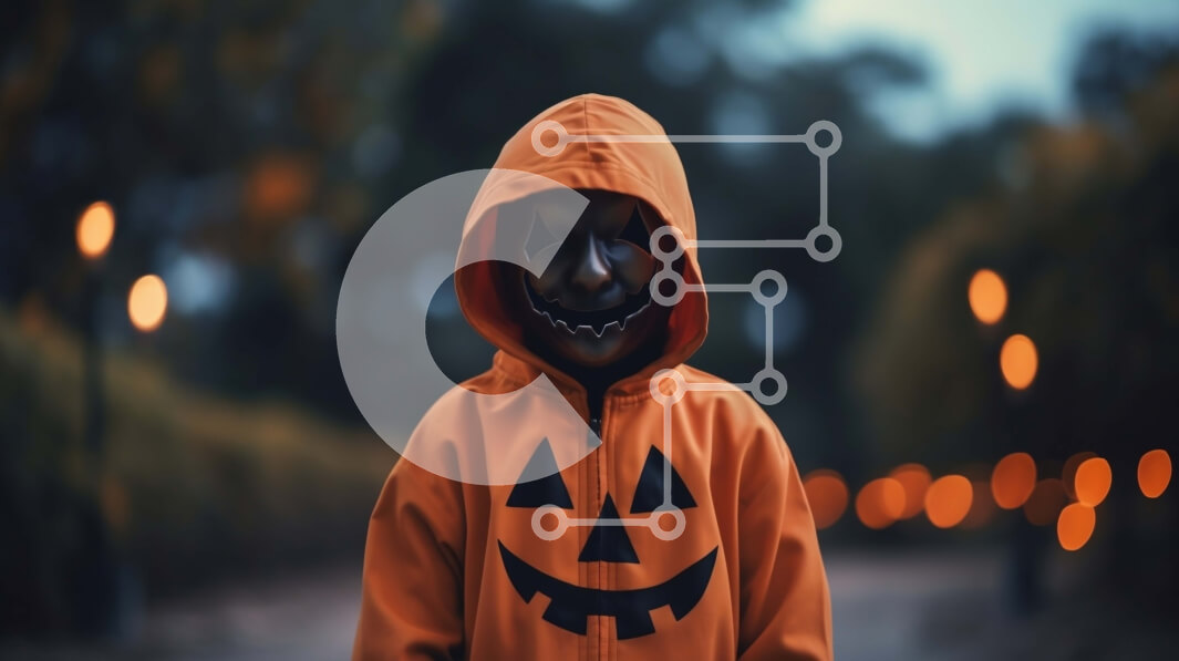 Intra Συλλεκτικό Ξύλινο Παζλ Plywood  4mm - Παιδί με αποκριάτικη στολή με μάσκα προσώπου κολοκύθας Σε Ξύλινο Κουτί - Διαστάσεις: 10x10 cm – 25 κομμάτια