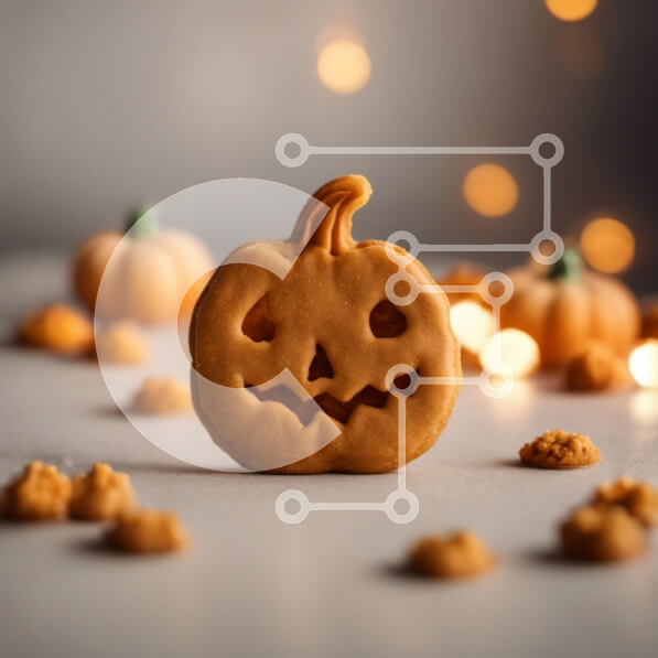 Σετ των 2 Intra Συλλεκτικό Ξύλινο Παζλ Plywood  4mm - Αποκριάτικο μπισκότο σε σχήμα κολοκύθας με μικρές κολοκύθες και μπισκότα Σε Ξύλινο Κουτί - Διαστάσεις: 10x10 cm – 25 κομμάτια