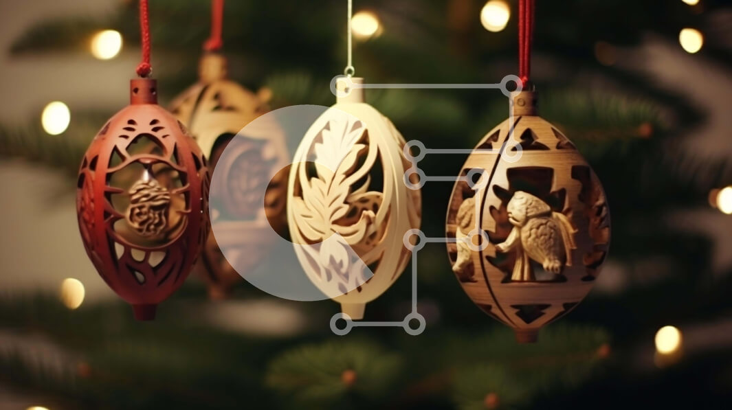 Intra Συλλεκτικό Ξύλινο Παζλ Plywood  4mm - Ξύλινα χριστουγεννιάτικα στολίδια που κρέμονται από ένα δέντρο Σε Ξύλινο Κουτί - Διαστάσεις: 10x10 cm – 25 κομμάτια