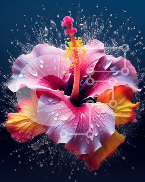 Intra Συλλεκτικό Ξύλινο Παζλ Plywood  4mm - Όμορφη κινηματογράφηση σε πρώτο πλάνο ενός λουλουδιού ιβίσκου με σταγονίδια νερού Σε Ξύλινο Κουτί - Διαστάσεις: 10x10 cm – 25 κομμάτια