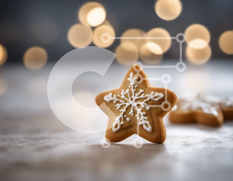 Intra Συλλεκτικό Ξύλινο Παζλ Plywood  4mm - Μπισκότα Gingerbread Star Cookies με νιφάδες χιονιού Σε Ξύλινο Κουτί - Διαστάσεις: 10x10 cm – 25 κομμάτια