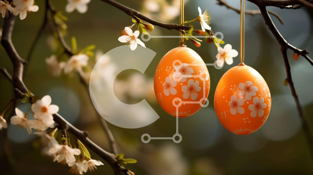 Intra Συλλεκτικό Ξύλινο Παζλ Plywood  4mm - Πασχαλινά αυγά που κρέμονται από κλαδί με λευκά λουλούδια Σε Ξύλινο Κουτί - Διαστάσεις: 10x10 cm – 25 κομμάτια