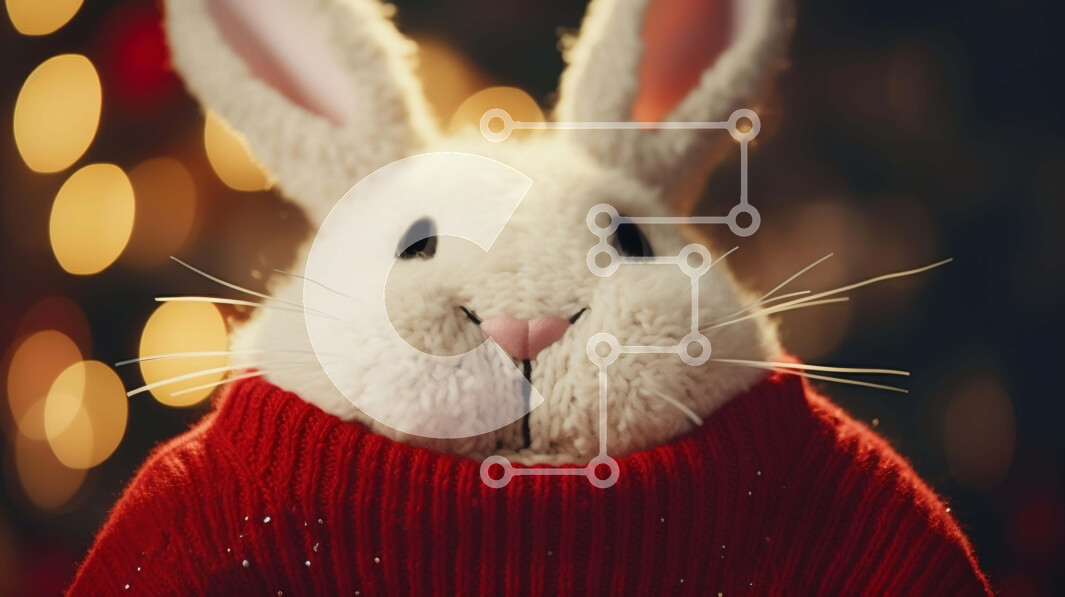 Σετ των 2 Intra Συλλεκτικό Ξύλινο Παζλ Plywood  4mm - Χαριτωμένο λαγουδάκι με πορτοκαλί πουλόβερ με κόκκινα φώτα Σε Ξύλινο Κουτί - Διαστάσεις: 10x10 cm – 25 κομμάτια