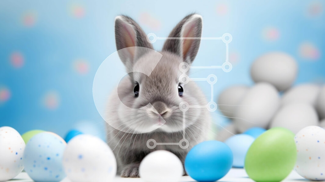 Intra Συλλεκτικό Ξύλινο Παζλ Plywood  4mm - Περίεργο λαγουδάκι με πολύχρωμα πασχαλινά αυγά Σε Ξύλινο Κουτί - Διαστάσεις: 10x10 cm – 25 κομμάτια