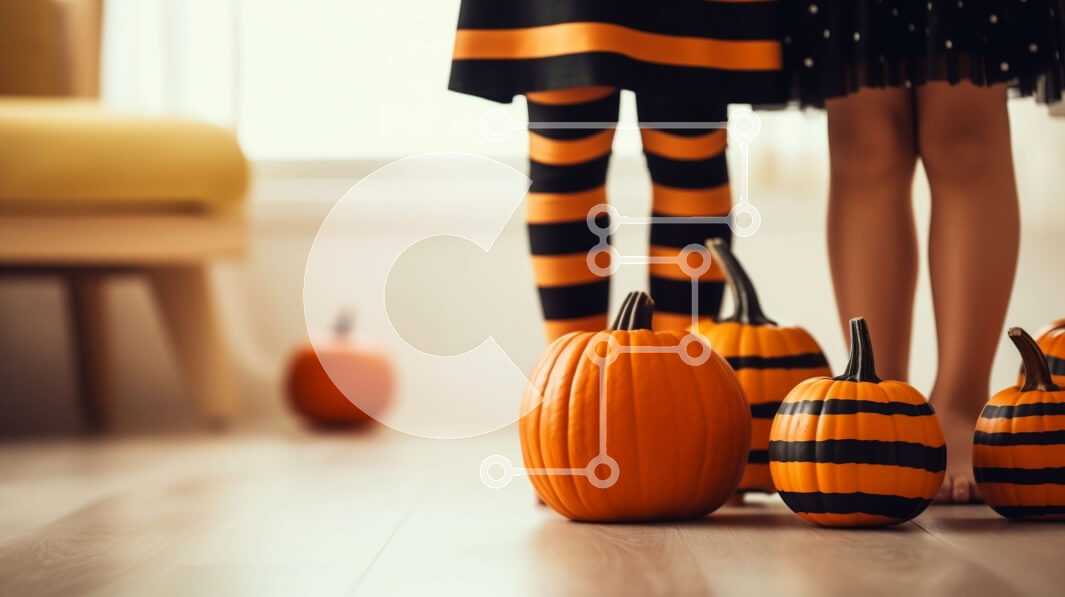 Intra Συλλεκτικό Ξύλινο Παζλ Plywood  4mm - Παιδιά με αποκριάτικες στολές με κολοκύθες σε ένα σαλόνι Σε Ξύλινο Κουτί - Διαστάσεις Puzzle: 10x10 cm – 25 κομμάτια