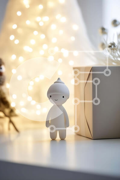 Intra Συλλεκτικό Ξύλινο Παζλ Plywood  4mm - Χριστουγεννιάτικο παιχνίδι ειδώλιο και κουτί δώρου κάτω από ένα χριστουγεννιάτικο δέντρο Σε Ξύλινο Κουτί - Διαστάσεις: 10x10 cm – 25 κομμάτια