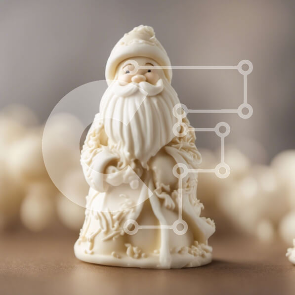 Intra Συλλεκτικό Ξύλινο Παζλ Plywood  4mm - Λευκό ειδώλιο Άγιου Βασίλη με λευκά κομμάτια σοκολάτας Σε Ξύλινο Κουτί - Διαστάσεις: 10x10 cm – 25 κομμάτια