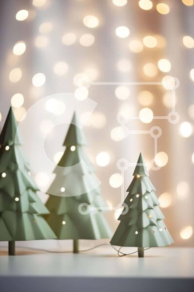 Intra Συλλεκτικό Ξύλινο Παζλ Plywood  4mm - Τρία χάρτινα δέντρα με φωτάκια για εορταστική διακόσμηση Σε Ξύλινο Κουτί - Διαστάσεις: 10x10 cm – 25 κομμάτια