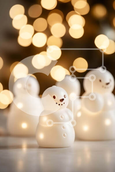 Intra Συλλεκτικό Ξύλινο Παζλ Plywood  4mm - Ομάδα ειδώλων χιονάνθρωποι σε φωτισμένο φόντο Σε Ξύλινο Κουτί - Διαστάσεις Puzzle: 10x10 cm – 25 κομμάτια