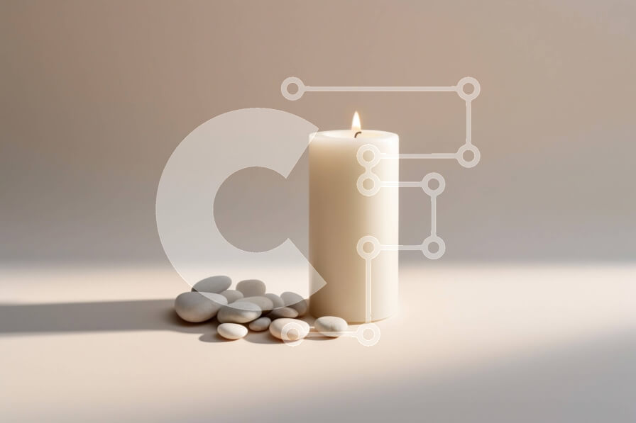 Intra Συλλεκτικό Ξύλινο Παζλ Plywood  4mm - Όμορφη εικόνα ενός λευκού κεριού σε μια βοτσαλωτή επιφάνεια Σε Ξύλινο Κουτί - Διαστάσεις: 10x10 cm – 25 κομμάτια