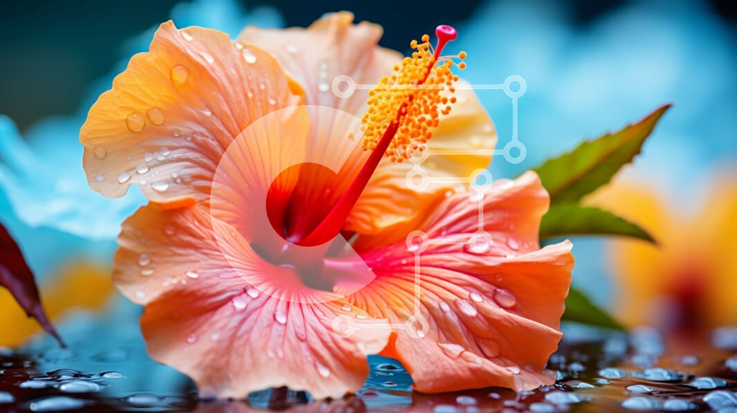 Intra Συλλεκτικό Ξύλινο Παζλ Plywood  4mm - Λουλούδι ιβίσκου με σταγονίδια νερού Σε Ξύλινο Κουτί - Διαστάσεις: 10x10 cm – 25 κομμάτια