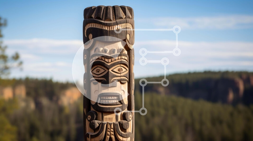 Intra Συλλεκτικό Ξύλινο Παζλ Plywood  4mm - Ξύλινο κοντάρι τοτέμ με ινδικά σκαλίσματα σε φυσικό περιβάλλον Σε Ξύλινο Κουτί - Διαστάσεις: 10x10 cm – 25 κομμάτια