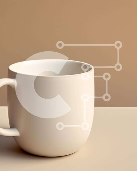 Intra Συλλεκτικό Ξύλινο Παζλ Plywood  4mm - Λευκή κούπα καφέ σε πορτοκαλί τραπέζι Σε Ξύλινο Κουτί - Διαστάσεις: 10x10 cm – 25 κομμάτια