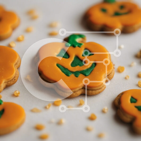 Σετ των 2 Intra Συλλεκτικό Ξύλινο Παζλ Plywood  4mm - Αποκριάτικα μπισκότα σε σχήμα κολοκύθας με πράσινο παγωμένο και πασπαλίσματα πορτοκαλιού Σε Ξύλινο Κουτί - Διαστάσεις: 10x10 cm – 25 κομμάτια