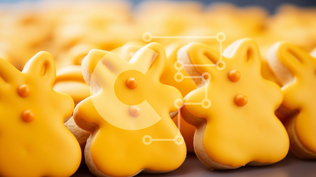 Σετ των 2 Intra Συλλεκτικό Ξύλινο Παζλ Plywood  4mm - Κίτρινα μπισκότα σε σχήμα λαγουδάκι για τη γιορτή του Πάσχα Σε Ξύλινο Κουτί - Διαστάσεις: 10x10 cm – 25 κομμάτια