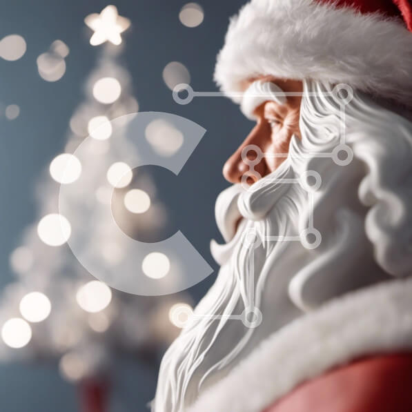 Intra Συλλεκτικό Ξύλινο Παζλ Plywood  4mm - Άγαλμα Άγιου Βασίλη μπροστά από το διακοσμημένο χριστουγεννιάτικο δέντρο Σε Ξύλινο Κουτί - Διαστάσεις: 10x10 cm – 25 κομμάτια