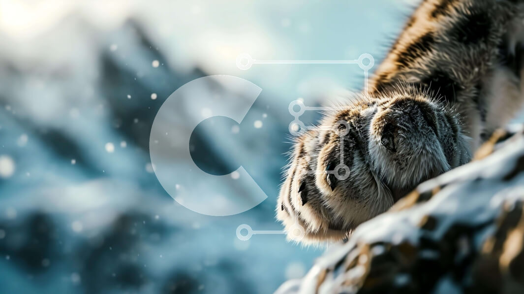 Intra Συλλεκτικό Ξύλινο Παζλ Plywood  4mm - Το πόδι της γάτας φτάνει μέχρι το χιονισμένο βουνό Σε Ξύλινο Κουτί - Διαστάσεις: 10x10 cm – 25 κομμάτια