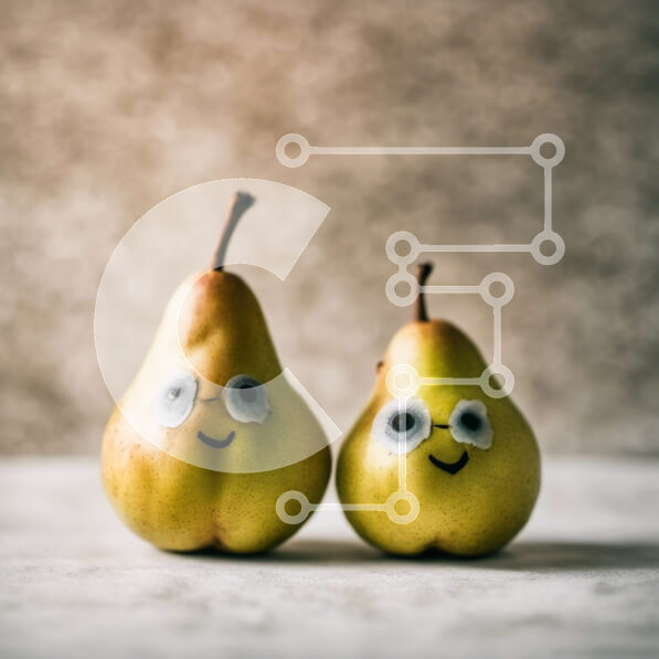 Σετ των 2 Intra Συλλεκτικό Ξύλινο Παζλ Plywood  4mm - Googly Eyes διακοσμημένα αχλάδια σε λευκό φόντο Σε Ξύλινο Κουτί - Διαστάσεις: 10x10 cm – 25 κομμάτια