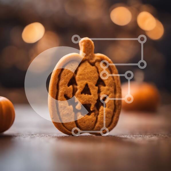 Intra Συλλεκτικό Ξύλινο Παζλ Plywood  4mm - Μπισκότο κολοκύθας αποκριών σε λαμπερές κολοκύθες Σε Ξύλινο Κουτί - Διαστάσεις: 10x10 cm – 25 κομμάτια