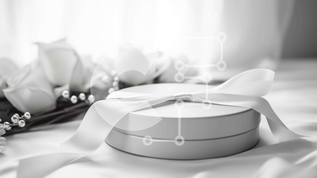 Intra Συλλεκτικό Ξύλινο Παζλ Plywood  4mm - Λευκό κουτί δώρου με κορδέλα και λευκά τριαντάφυλλα Σε Ξύλινο Κουτί - Διαστάσεις Puzzle: 10x10 cm – 25 κομμάτια