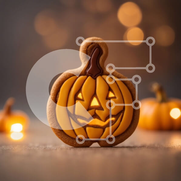 Intra Συλλεκτικό Ξύλινο Παζλ Plywood  4mm - Μπισκότο κολοκύθας αποκριών με λαμπερές κολοκύθες και κεριά Σε Ξύλινο Κουτί - Διαστάσεις: 10x10 cm – 25 κομμάτια