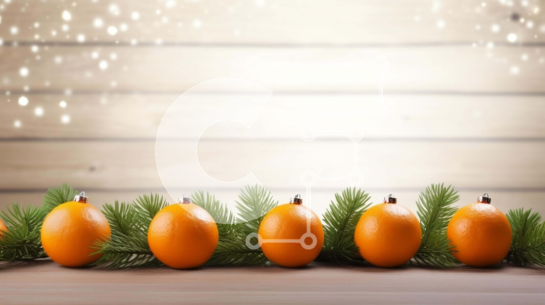 Σετ των 2 Intra Συλλεκτικό Ξύλινο Παζλ Plywood  4mm - Διάταξη από πορτοκάλια, κλαδιά πεύκου και νιφάδες χιονιού σε ξύλινο φόντο Σε Ξύλινο Κουτί - Διαστάσεις: 10x10 cm – 25 κομμάτια