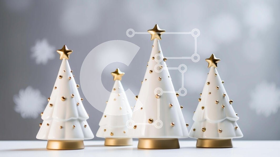 Intra Συλλεκτικό Ξύλινο Παζλ Plywood  4mm - Διακοσμήσεις Χριστουγεννιάτικων Δέντρων σε λευκό και χρυσό χρώμα Σε Ξύλινο Κουτί - Διαστάσεις: 10x10 cm – 25 κομμάτια