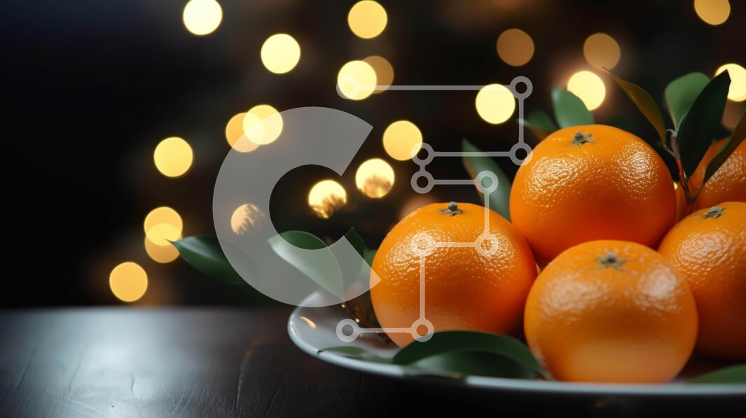 Σετ των 2 Intra Συλλεκτικό Ξύλινο Παζλ Plywood  4mm - Πιάτο με πορτοκάλια με εορταστικό φωτισμό Σε Ξύλινο Κουτί - Διαστάσεις: 10x10 cm – 25 κομμάτια