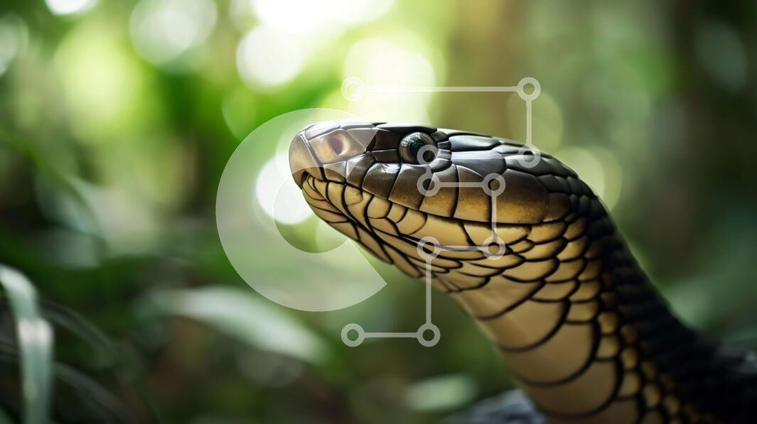 Intra Συλλεκτικό Ξύλινο Παζλ Plywood  4mm - Μαύρο και κίτρινο φίδι στο δάσος Σε Ξύλινο Κουτί - Διαστάσεις: 10x10 cm – 25 κομμάτια