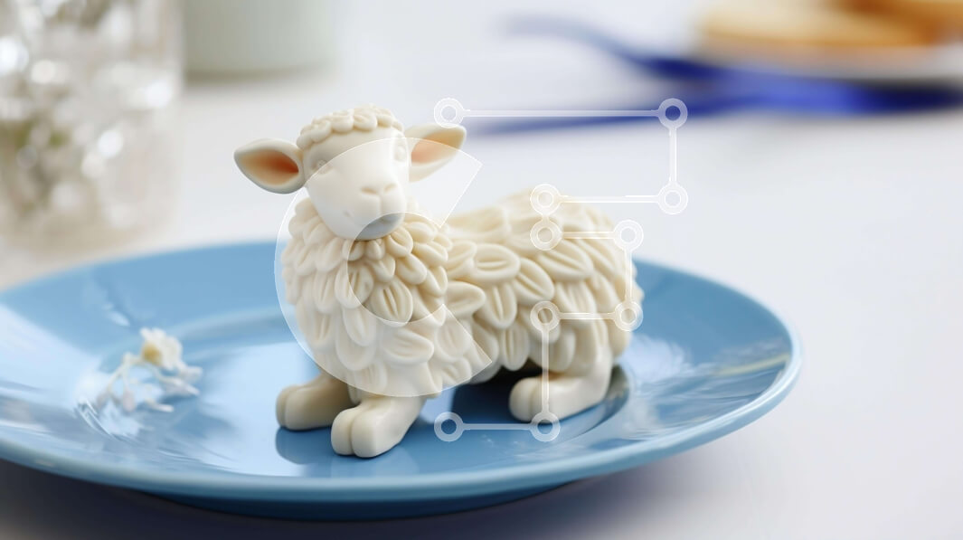 Σετ των 2 Intra Συλλεκτικό Ξύλινο Παζλ Plywood  4mm - Μπλε πιάτο με διακοσμητικό ειδώλιο προβάτου Σε Ξύλινο Κουτί - Διαστάσεις: 10x10 cm – 25 κομμάτια