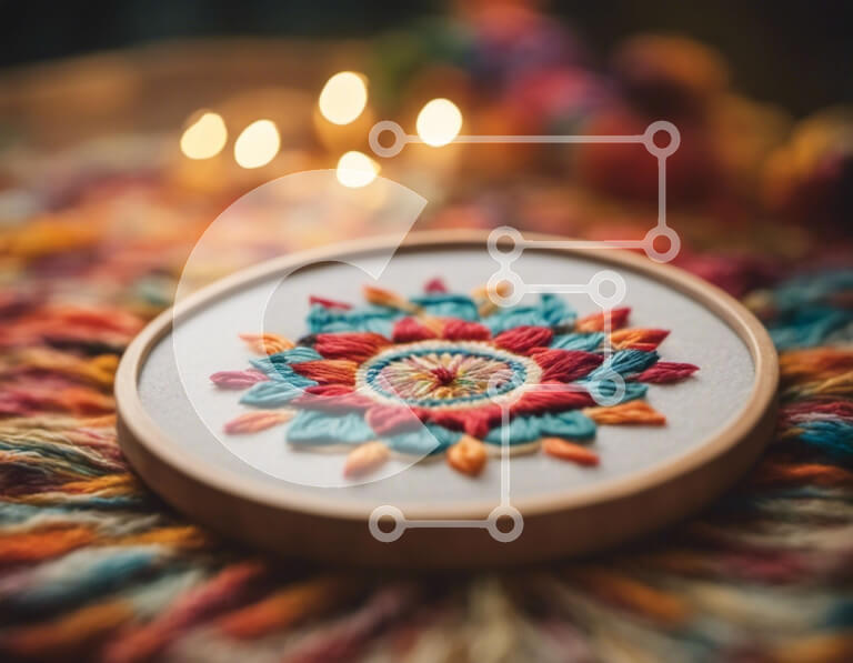 Intra Συλλεκτικό Ξύλινο Παζλ Plywood  4mm - Πολύχρωμο τσέρκι κεντήματος Mandala με κεριά Σε Ξύλινο Κουτί - Διαστάσεις Puzzle: 10x10 cm – 25 κομμάτια