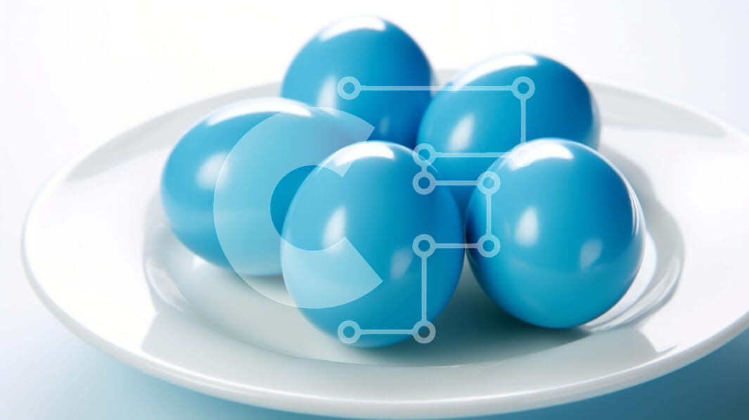 Σετ των 2 Intra Συλλεκτικό Ξύλινο Παζλ Plywood  4mm - Μπλε αυγά σε ένα άσπρο πιάτο Σε Ξύλινο Κουτί - Διαστάσεις: 10x10 cm – 25 κομμάτια