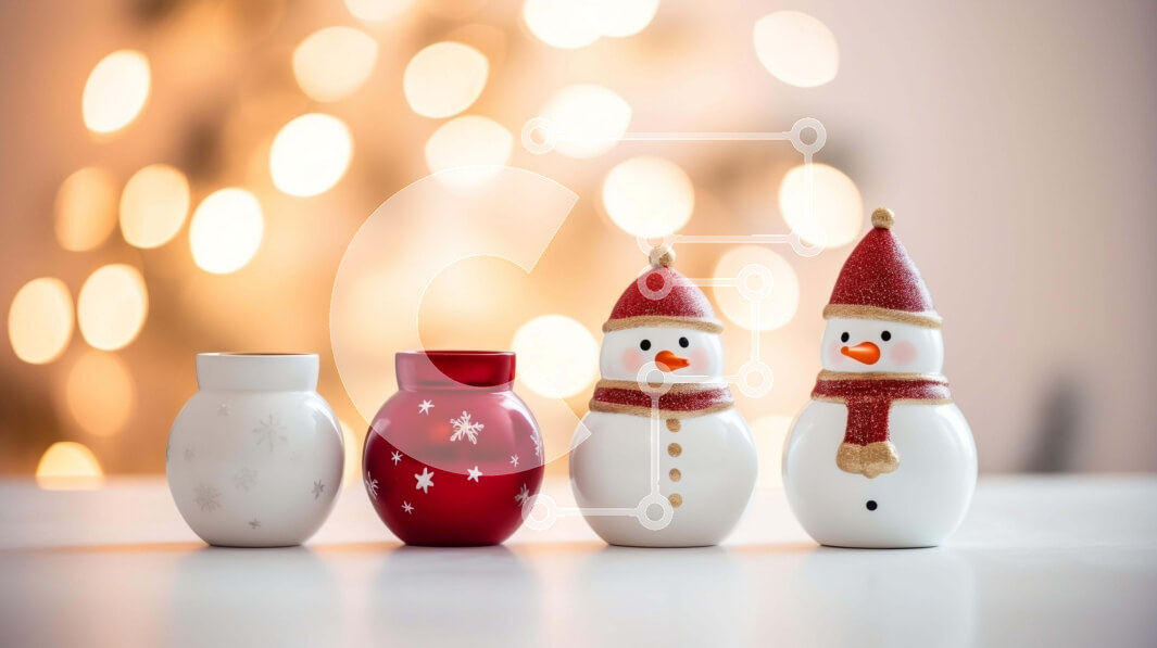 Intra Συλλεκτικό Ξύλινο Παζλ Plywood  4mm - Χριστουγεννιάτικα ειδώλια χιονάνθρωποι με στολίδια Σε Ξύλινο Κουτί - Διαστάσεις: 10x10 cm – 25 κομμάτια