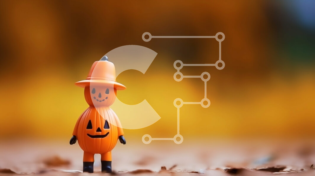 Intra Συλλεκτικό Ξύλινο Παζλ Plywood  4mm - Πορτοκαλί παιχνίδι κολοκύθας με καπέλο Jack-o'-lantern στα φθινοπωρινά φύλλα Σε Ξύλινο Κουτί - Διαστάσεις Puzzle: 10x10 cm – 25 κομμάτια