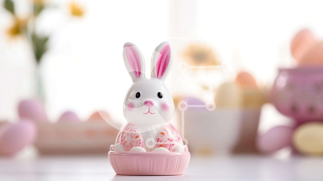 Intra Συλλεκτικό Ξύλινο Παζλ Plywood  4mm - Ειδώλιο λαγουδάκι του Πάσχα στο πασχαλινό αυγό στο τραπέζι Σε Ξύλινο Κουτί - Διαστάσεις: 10x10 cm – 25 κομμάτια