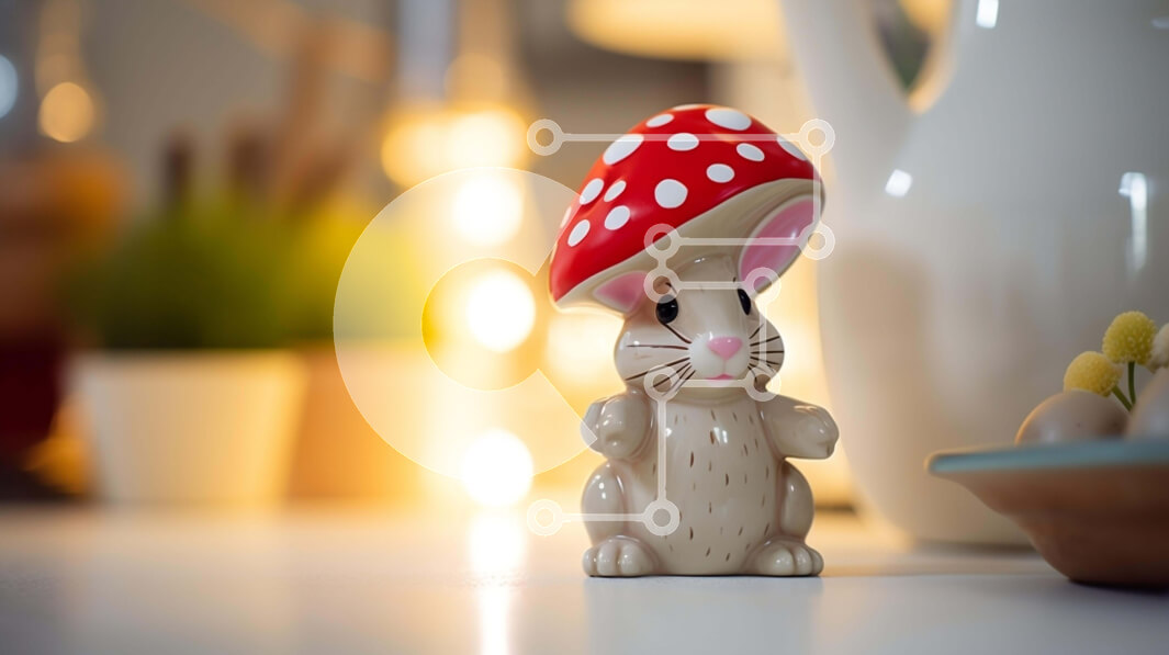 Intra Συλλεκτικό Ξύλινο Παζλ Plywood  4mm - Μικρό ειδώλιο λαγουδάκι σε βρώσιμο μανιτάρι Σε Ξύλινο Κουτί - Διαστάσεις: 10x10 cm – 25 κομμάτια