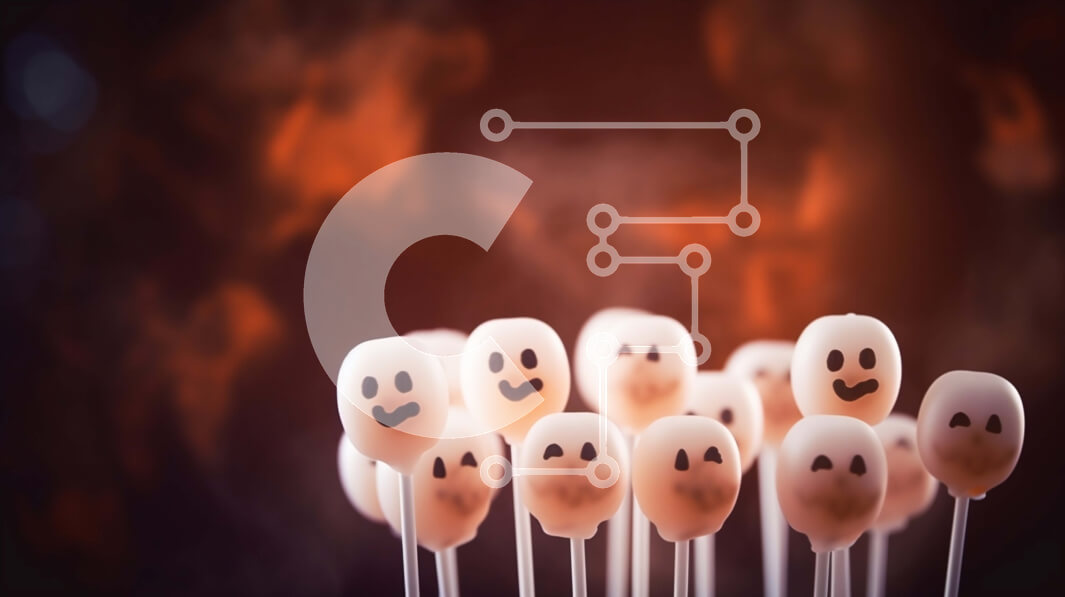 Intra Συλλεκτικό Ξύλινο Παζλ Plywood  4mm - Ομάδα γλειφιτζούρια φαντασμάτων σε πορτοκαλί φόντο Σε Ξύλινο Κουτί - Διαστάσεις Puzzle: 10x10 cm – 25 κομμάτια